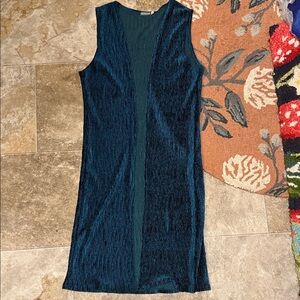 Earthbound Trading Co. Teal Sleeveless Velour Long Open Front Vest